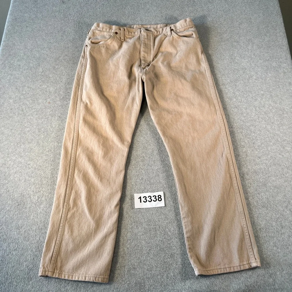 Wrangler Jeans Mens 38x30 Tan Excellent Vintage 13MWZTN Made in USA Cowboy Cut